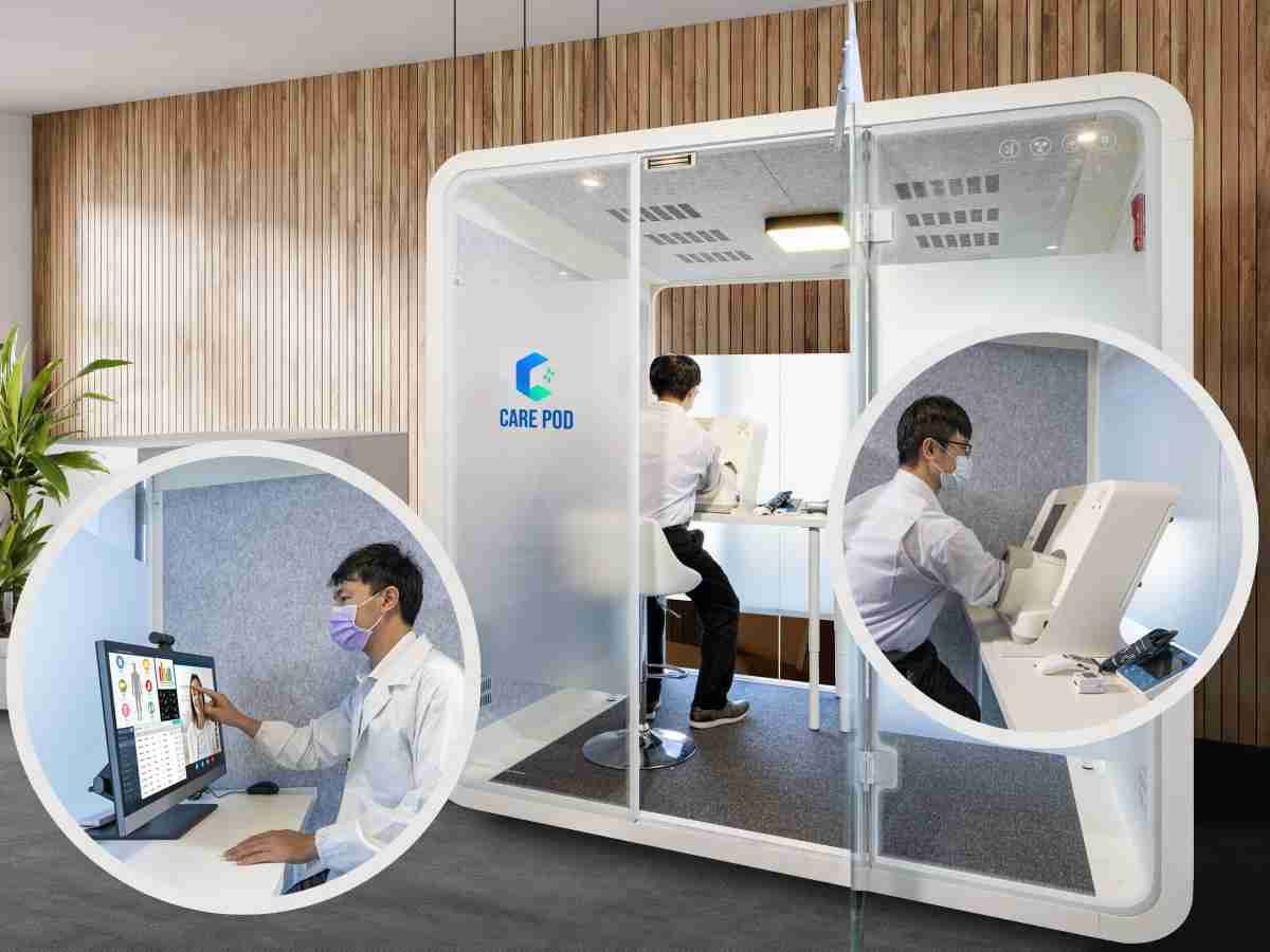 达擎于医疗科技展中展出＂远距诊疗舱＂，，以因应医疗数字化及社会高龄化趋势下、、复诊及慢性病患等族群对于远距看诊需求逐渐升高所推出的创新整合方案。。。。多功能合一、、高隐私性的远距诊疗舱可根据病患端与医师端的不同需求，，提供弹性化及客制化功能，，，，节省医生和病患的精力及时间